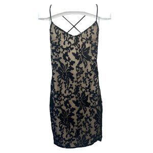 Lovers + Friends Black Lace Dress Gown Size XSmall Lace Up Cocktail Evening